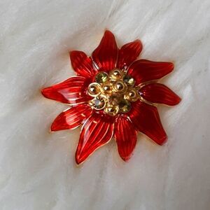 Cerrito signed Red ‎ Poinsettia Brooch   60,s